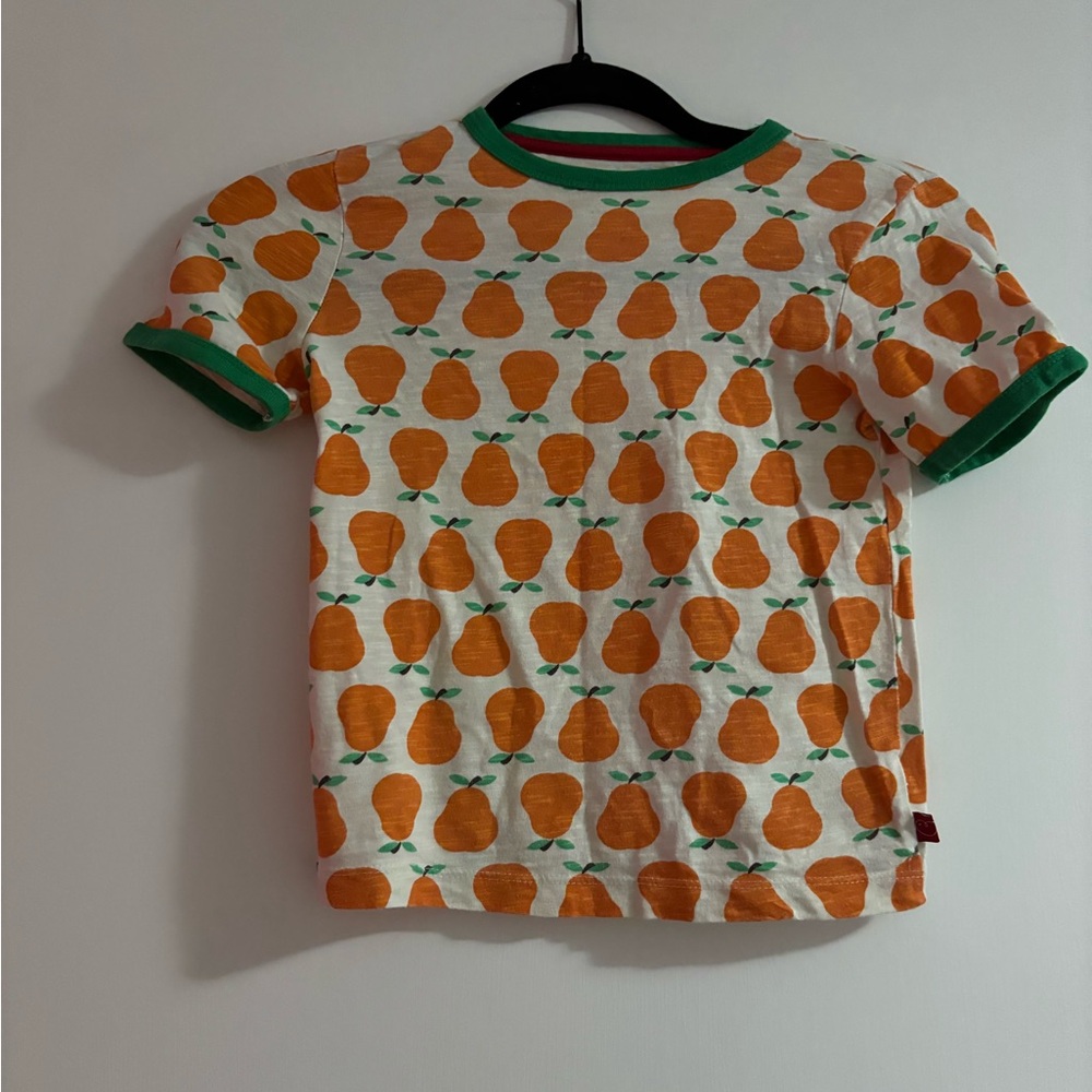 Kids Orange Pear-Print Short Sleeve Tee